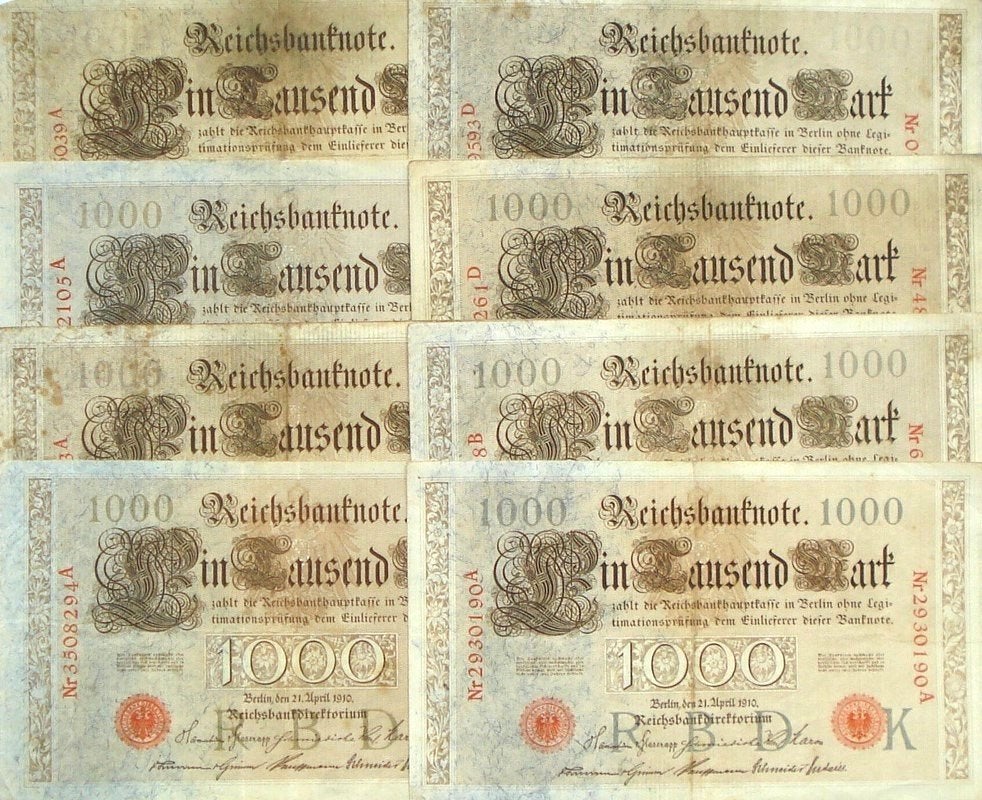 Duitsland lot met 8x 1.000 mark 1910, Ophalen of Verzenden, Duitsland