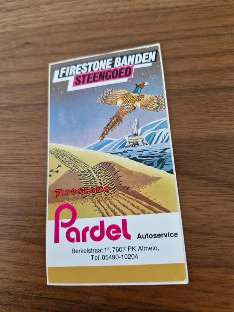 8151 Vintage Firestone Banden Steengoed  Sticker Pardel, Ophalen of Verzenden