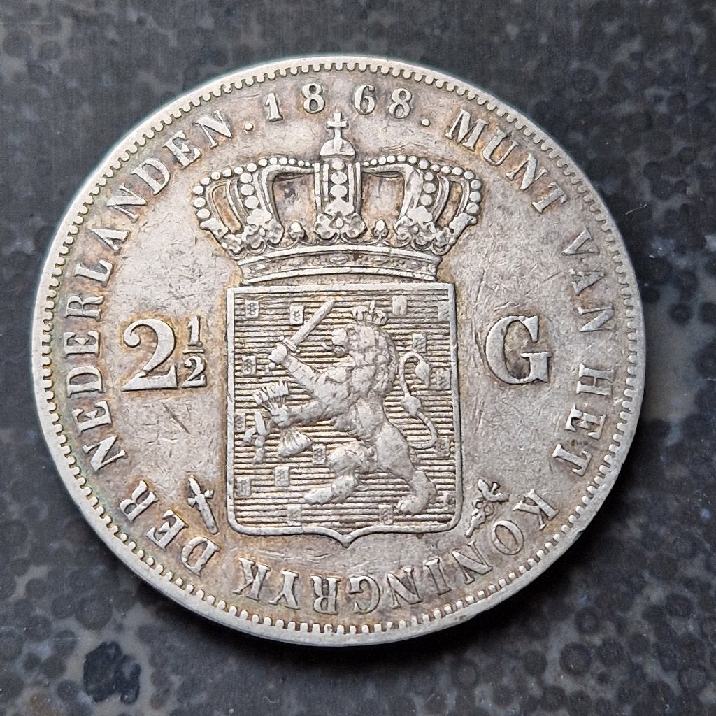 Zilveren rijksdaalder 1868 Willem III, Koning Willem III, Zilver, Ophalen of Verzenden, Losse munt