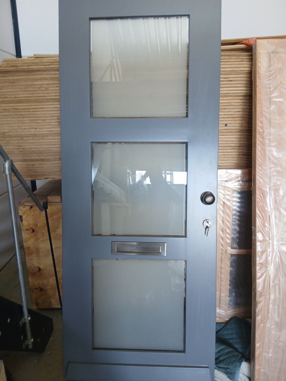 Skantrae voordeur incl glas 93x231,5 rechtsdraaiend, 80 tot 100 cm, 215 cm of meer, Nieuw, Ophalen of Verzenden