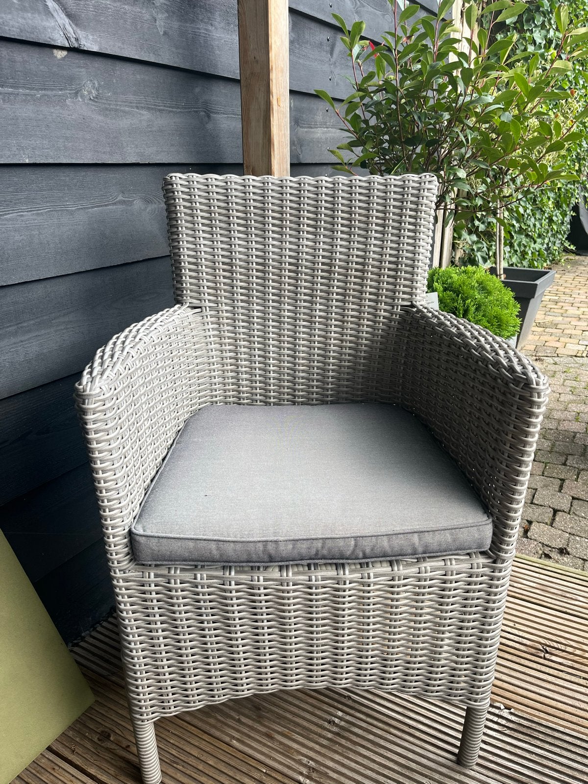 Grijze Mondial living Tuinstoel met Kussen, Ophalen, Gebruikt, Wicker