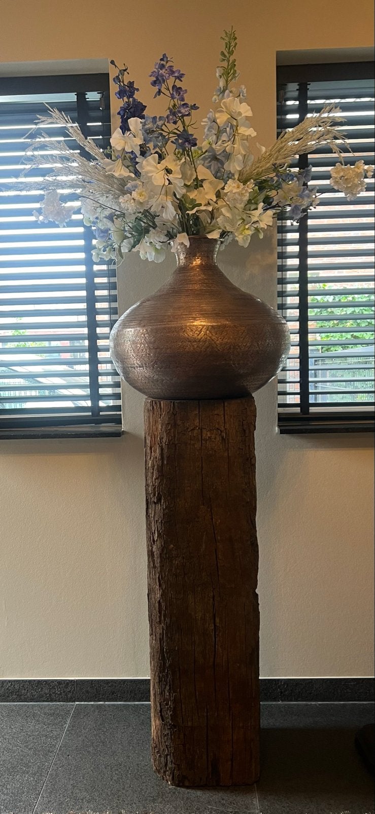 Oude houten zuil/sokkel - 109cm hoog, Ophalen, Gebruikt