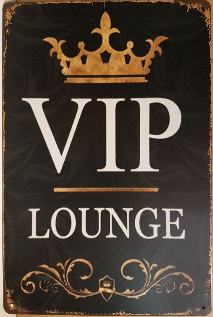 VIP Lounge kroon reclamebord van metaal wandbord deco, Info@deconoord.nl, Deco Noord, Nieuw, Ophalen of Verzenden