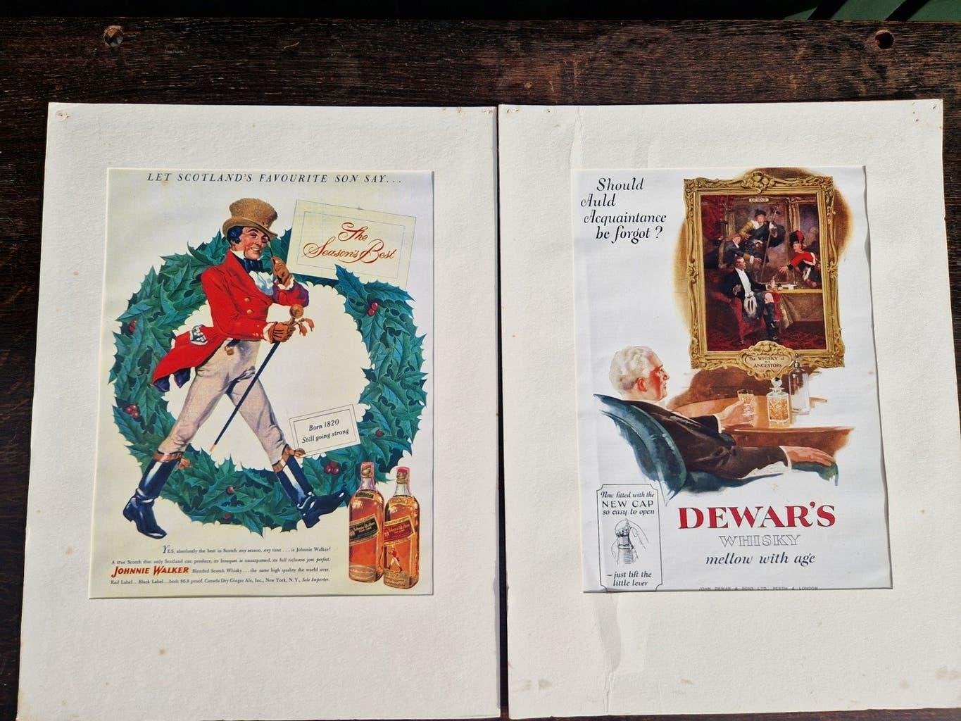 Johnny Walker en Dewar's whiskey posters, Ophalen of Verzenden, Reclamebord