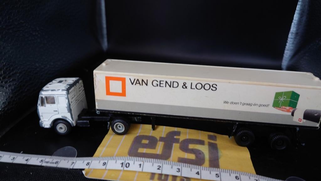 Efsi Toys Holland Mercedes met Van Gend & Loos Trail, Hobby en Vrije tijd, Modelauto's | 1:87, Ophalen of Verzenden, Gebruikt