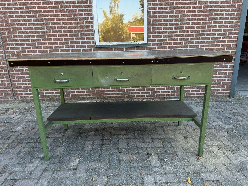 Robuuste industriëlen werkbank met lades nieuw werkblad, Niet ingevuld, Gebruikt, 70 tot 120 cm, Niet ingevuld