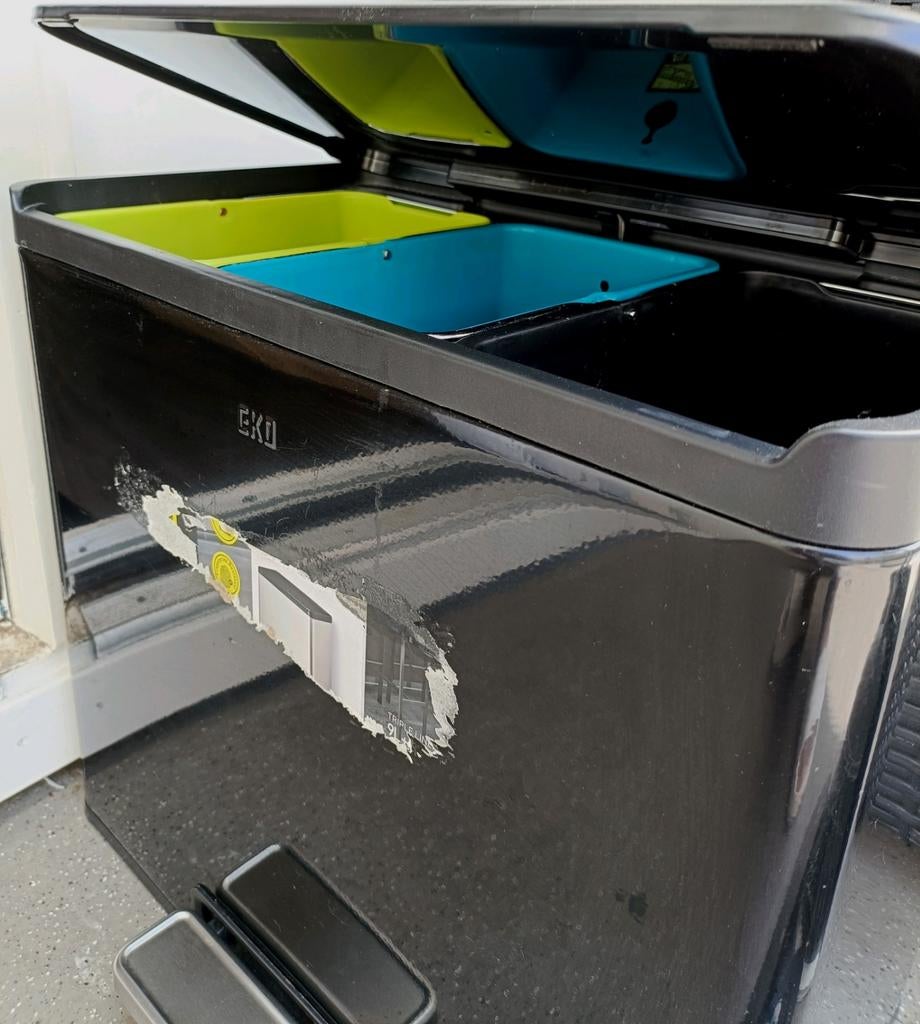 ⭐EKO Prullenbak met 3 vakken en pedaal, Huis en Inrichting, Woonaccessoires | Prullenbakken, Ophalen, Met pedaal, 50 tot 75 cm