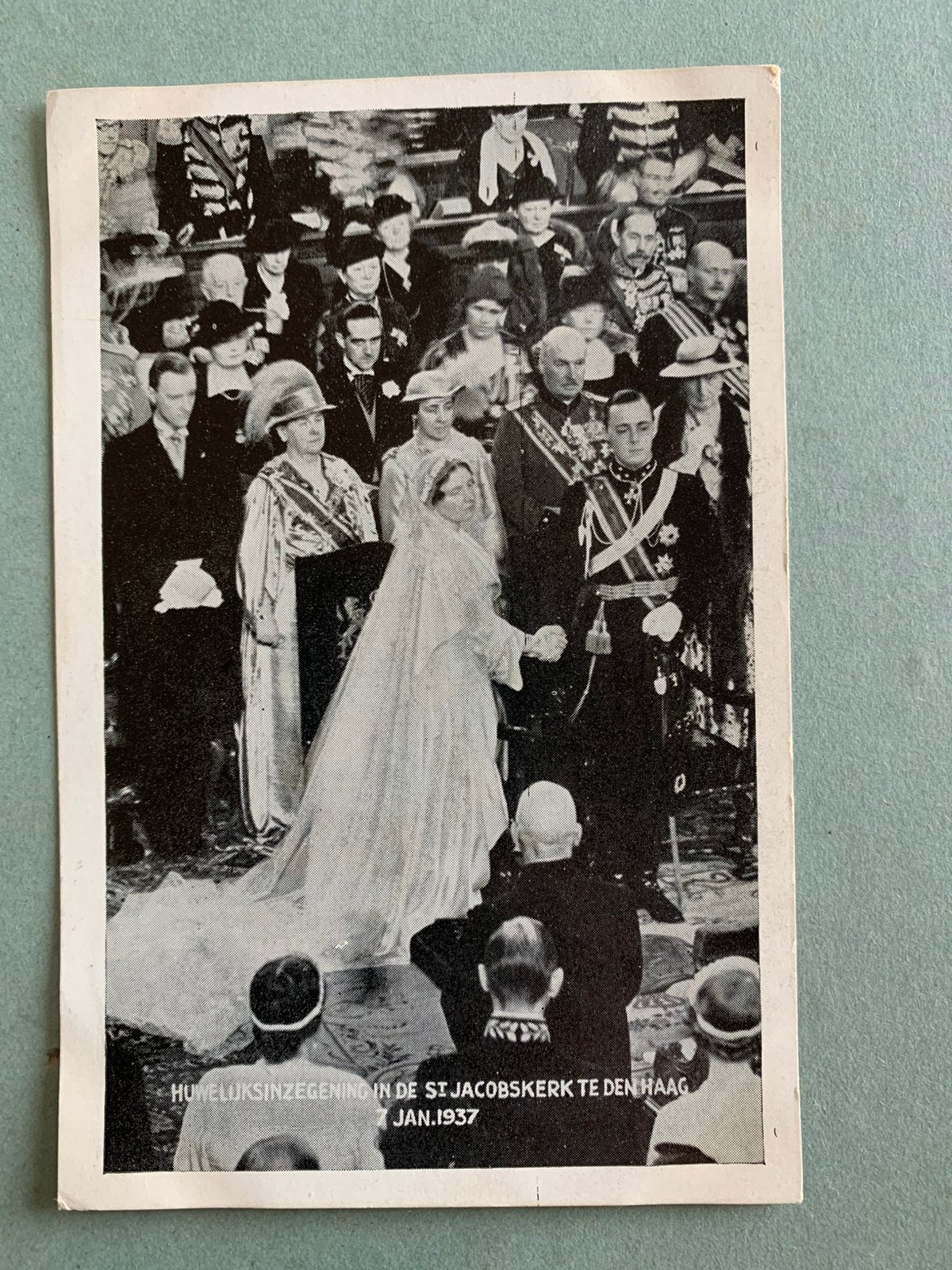 1937 Huwelijk Prinses Juliana met prons Bernhard, Ophalen of Verzenden, Gebruikt, Nederland, Kaart, Foto of Prent