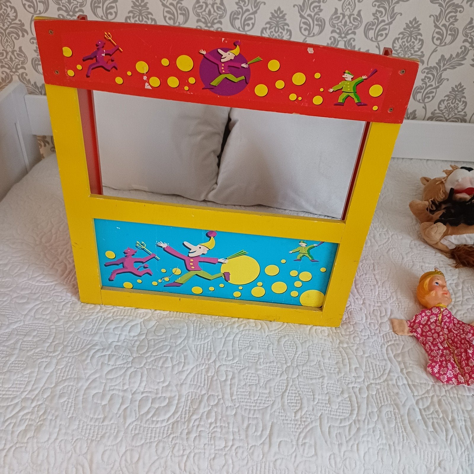 Poppenkast met handpoppen - compleet set, Ophalen, Gebruikt, Overige typen