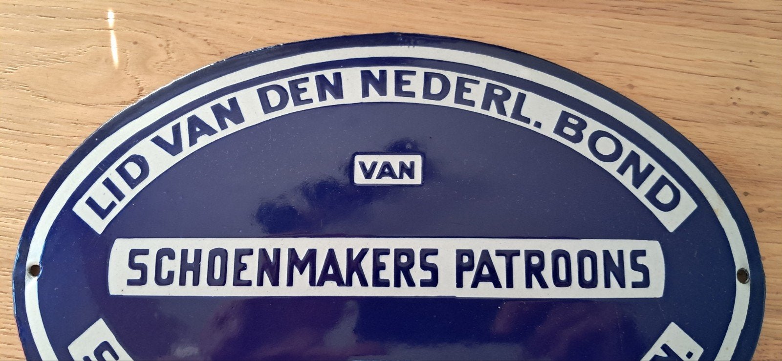 Foto 2 van emaille bord  schoenmakers patroons