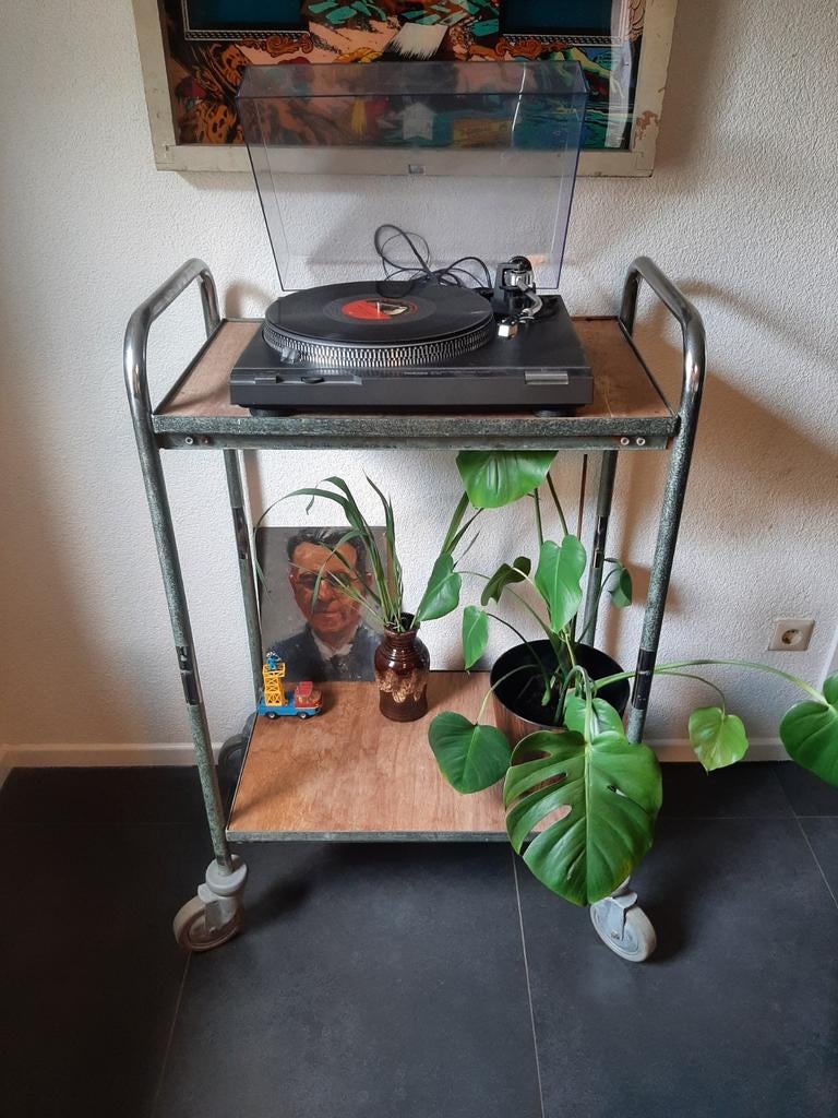 sidetable trolley buizenframe vintage audiomeubel, Ophalen, Gebruikt, 100 tot 150 cm, 25 tot 50 cm