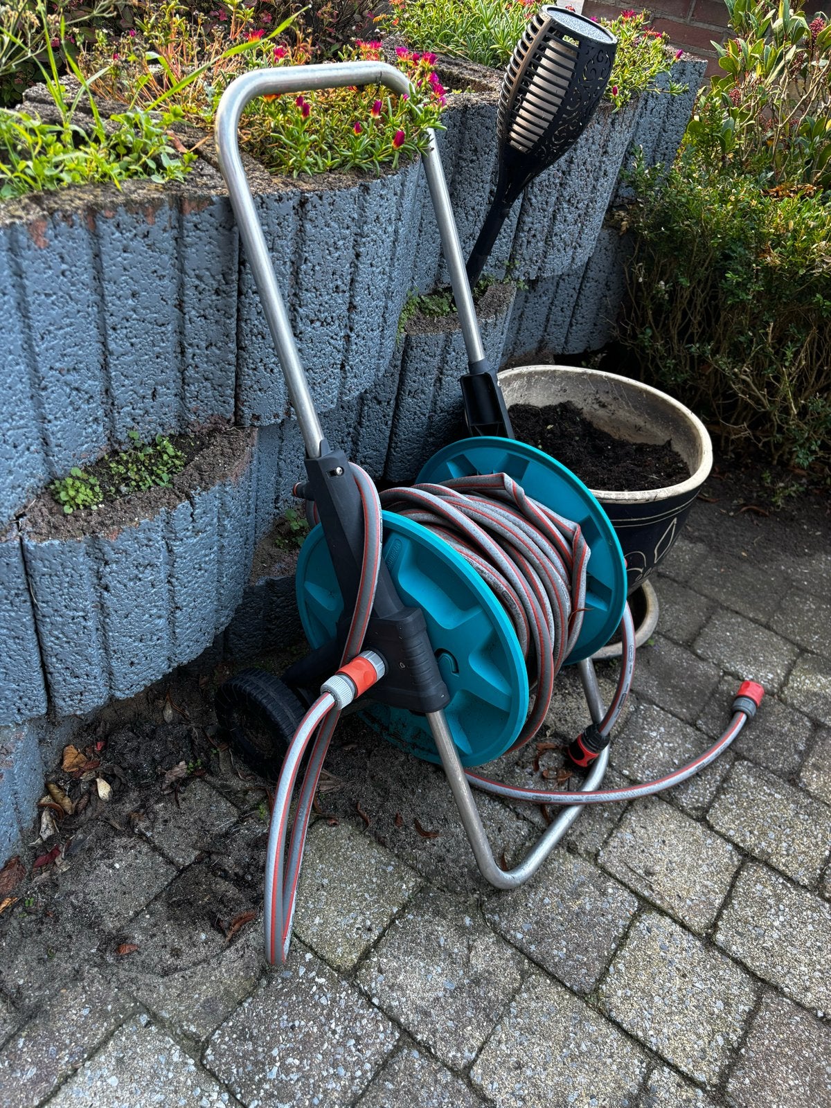 Gardena tuinslang met handige wagen, Tuin en Terras, Ophalen of Verzenden, Gebruikt, Tuinslanghaspel