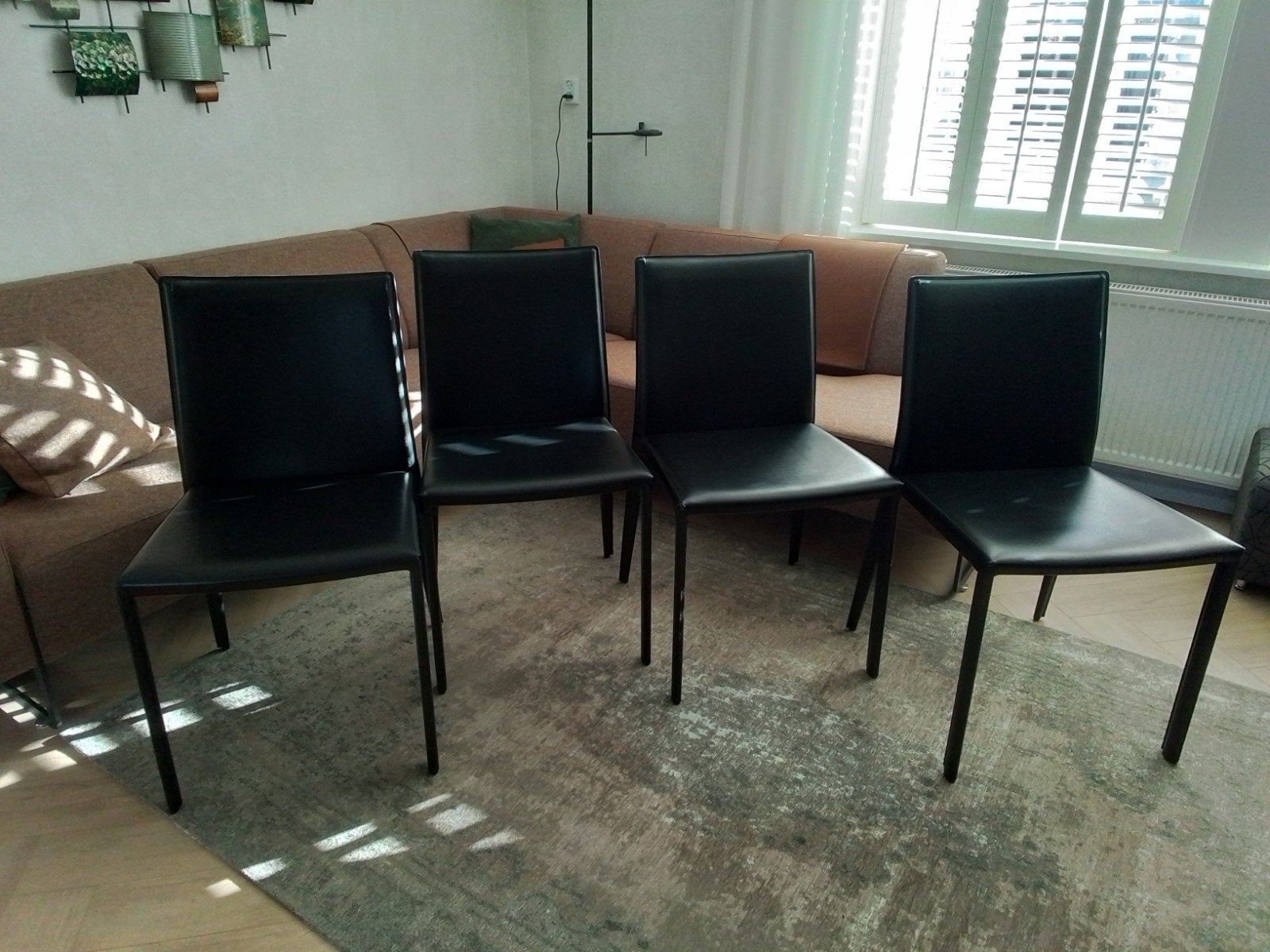 Hulsta eetkamerstoelen zwart leer., Ophalen, Zwart, Leer, Zo goed als nieuw