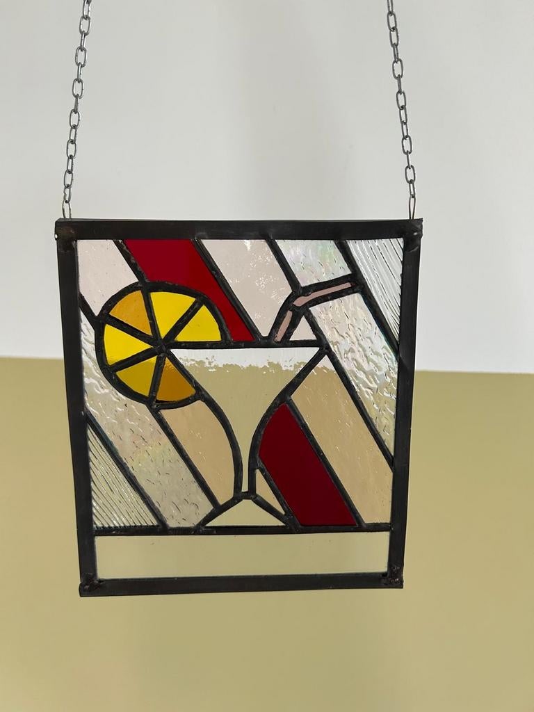 Glas in lood hanger cocktailglas met iriserend glas, Antiek en Kunst, Antiek | Glas en Kristal, Ophalen of Verzenden