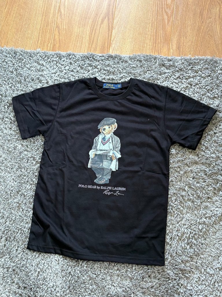Ralph Lauren T-Shirt Zwart met Beer Frontprint in Maat L, Maat 52/54 (L), Zwart, Ophalen of Verzenden, Zo goed als nieuw
