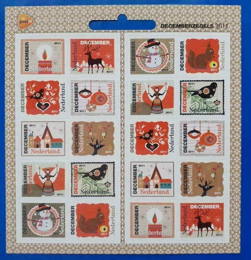 Decemberzegels 2011 - 20 zegels NVPH 2887-2896 Postnl, Postzegels en Munten, Verzenden, Na 1940, Postfris