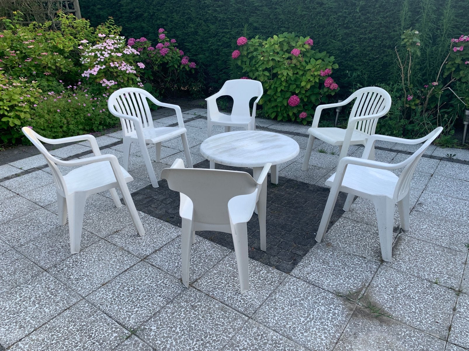 6 tuinstoelen met lage tafel, Tuin en Terras, Tuinsets en Loungesets, Ophalen, Zo goed als nieuw