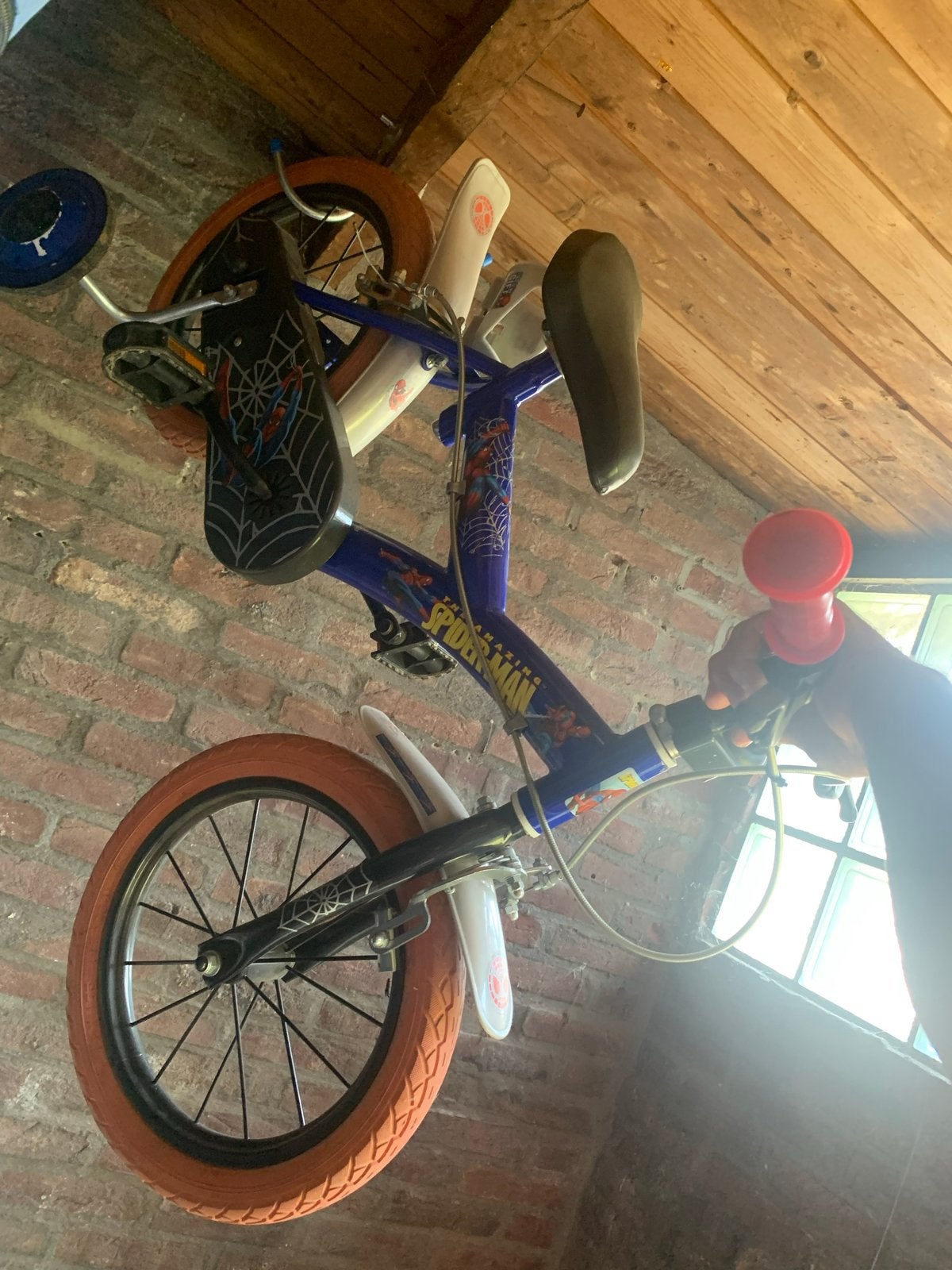 Spiderman kinderfiets - 16 inch met zijwieltjes, Ophalen, Zijwieltjes, Velgrem, 16 tot 20 inch