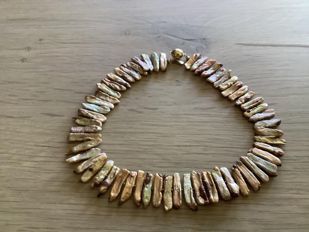 Parel ketting, Ophalen of Verzenden, Zo goed als nieuw, Wit, Goud