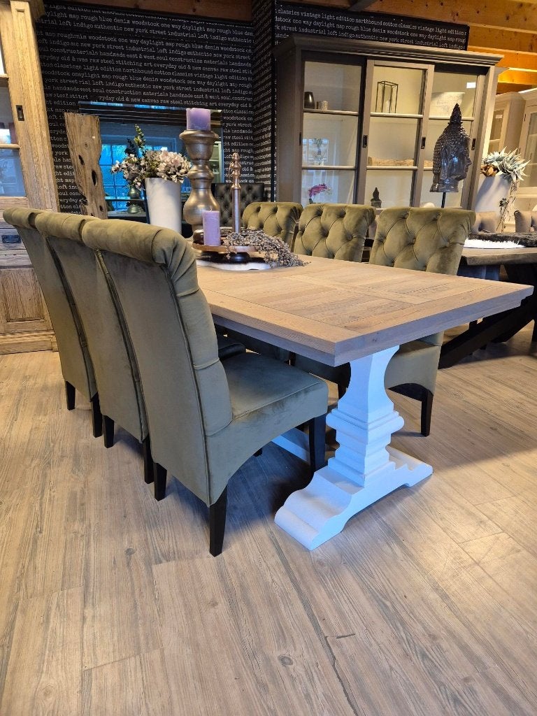 *ACTIE* Landelijke Eetkamerstoel Bellagio Stel Zelf Samen (3, Landelijke eetkamerstoelen stoelen capiton knoopjes stof, Overige kleuren
