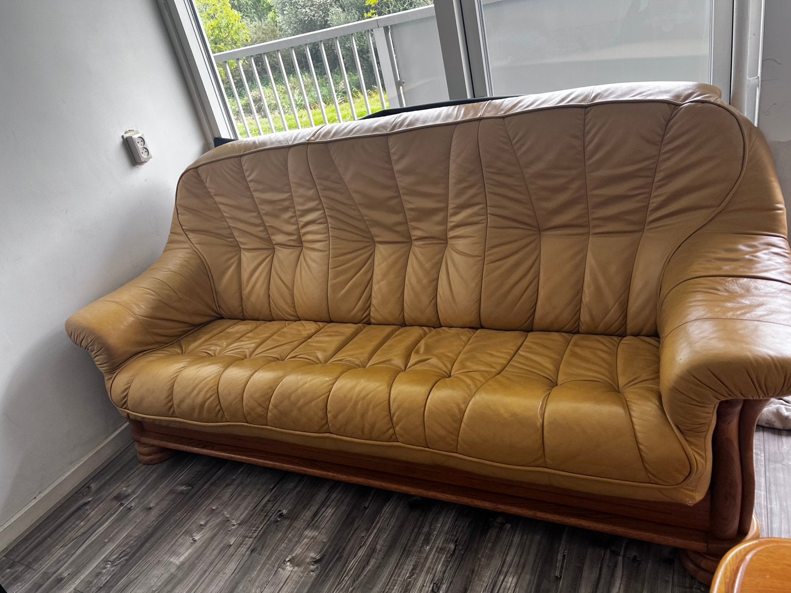 Leer bank, Ophalen, 150 tot 200 cm, Driepersoons, Zo goed als nieuw