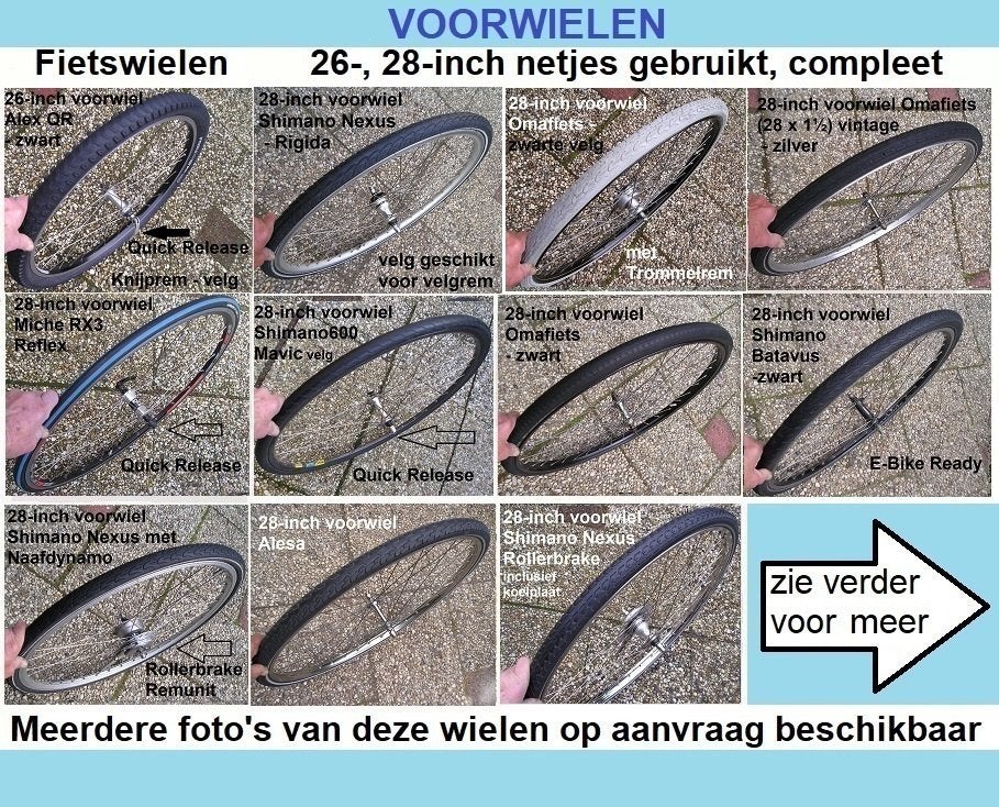 Fiets voorwielen 26- en 28-inch gebruikt, compleet met band, Ophalen, Gebruikt, Band, Overige merken