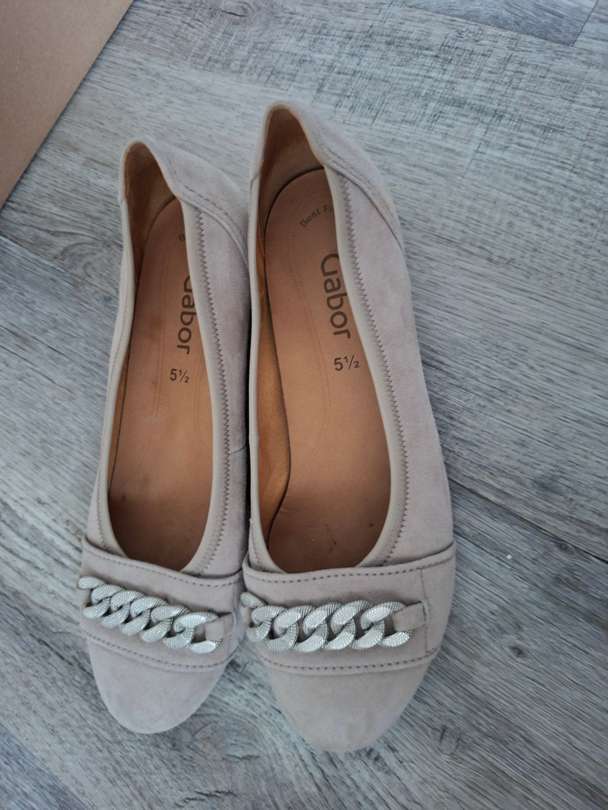 Gabor Ballerina's met kettingdetail - Maat 38.5, Beige, Gabor, Gedragen, Ballerina's