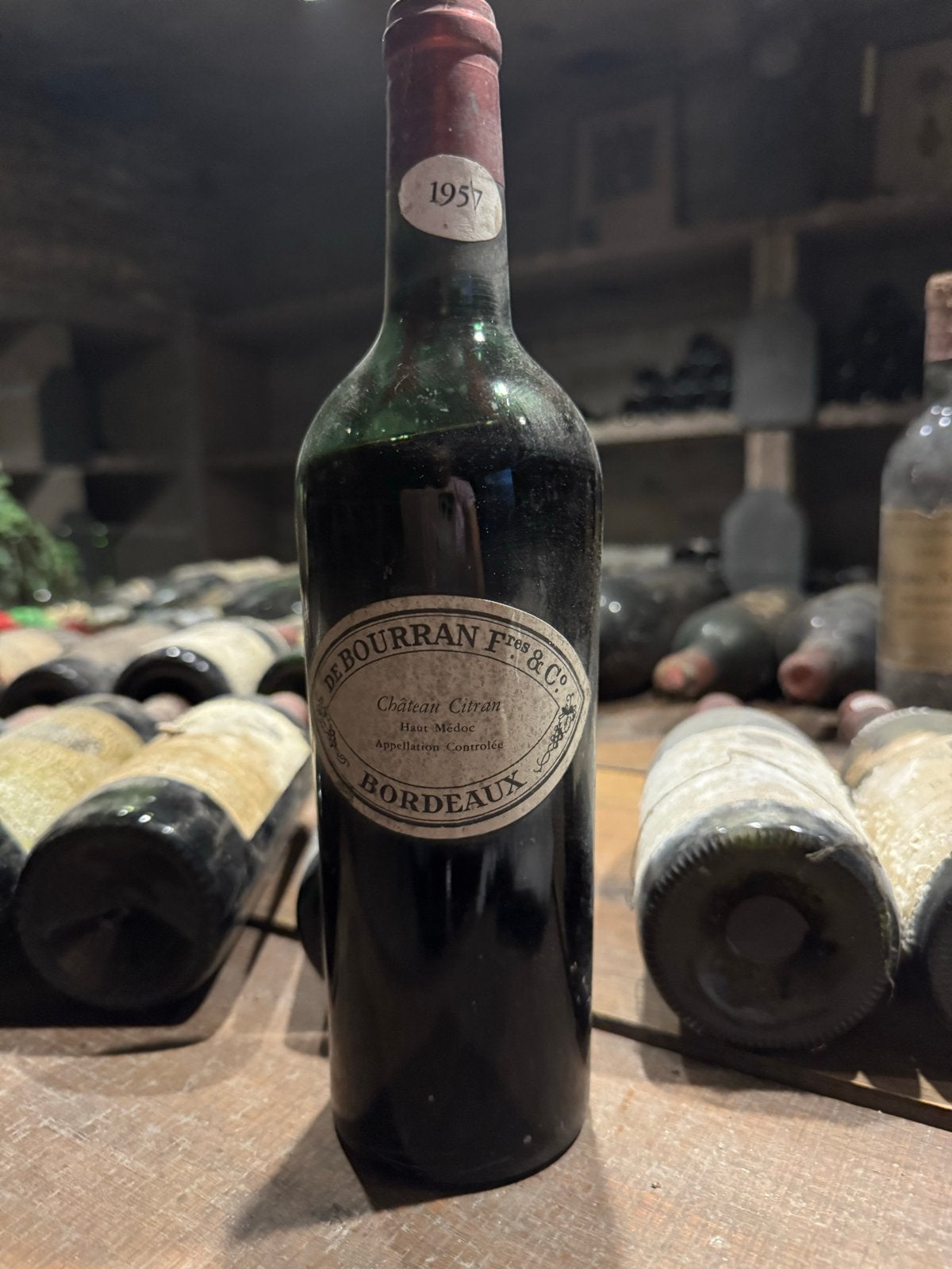 Bordeaux de Bourran Frères & Co 1957 Rode Wijn, Verzamelen, Ophalen, Gebruikt, Frankrijk, Rode wijn