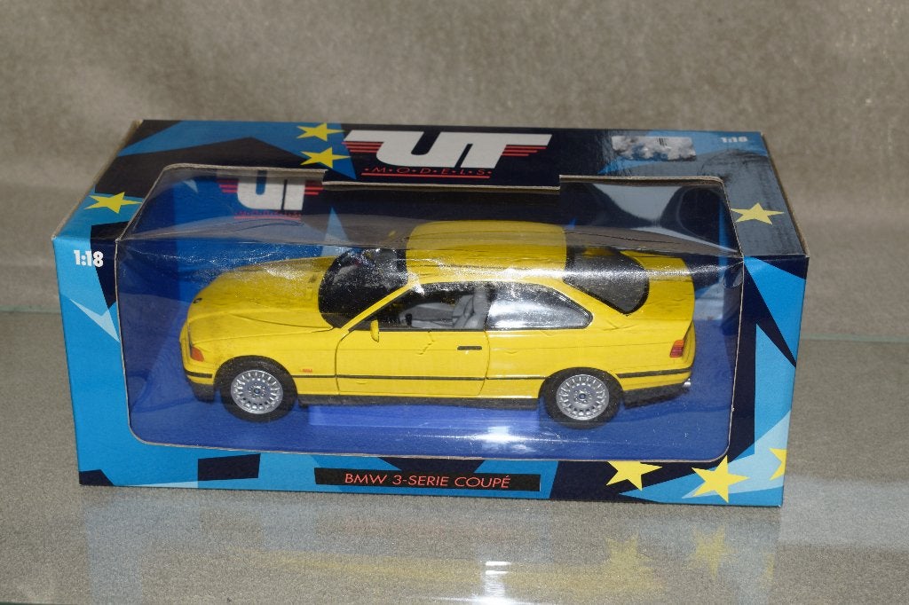 miniatuur auto 1:18 nieuw  UT model BMW 3 serie coupé geel, Hobby en Vrije tijd, Ophalen of Verzenden, Nieuw, Overige merken
