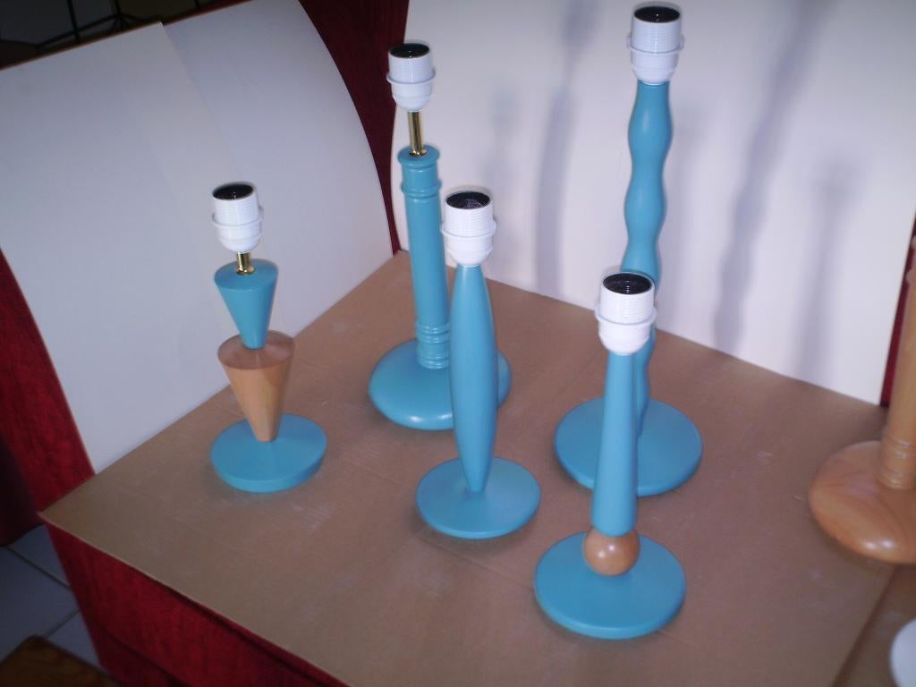 Lampvoeten in turquoise kleur - NIEUW !!, Ophalen of Verzenden, Nieuw, Hout