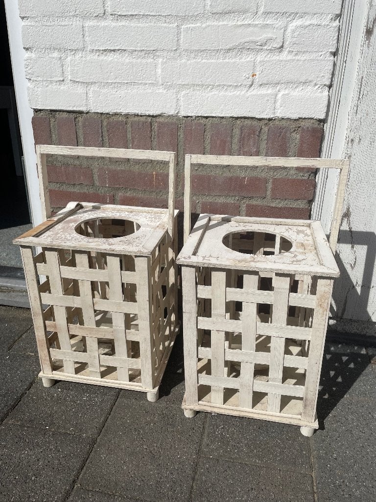 2x Houten windlicht - lantaarn voor buiten, Ophalen, Wit, Hout