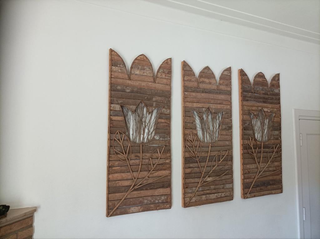 Decoratieve wandpanelen met bloemmotief, 3 stuks, Ophalen of Verzenden
