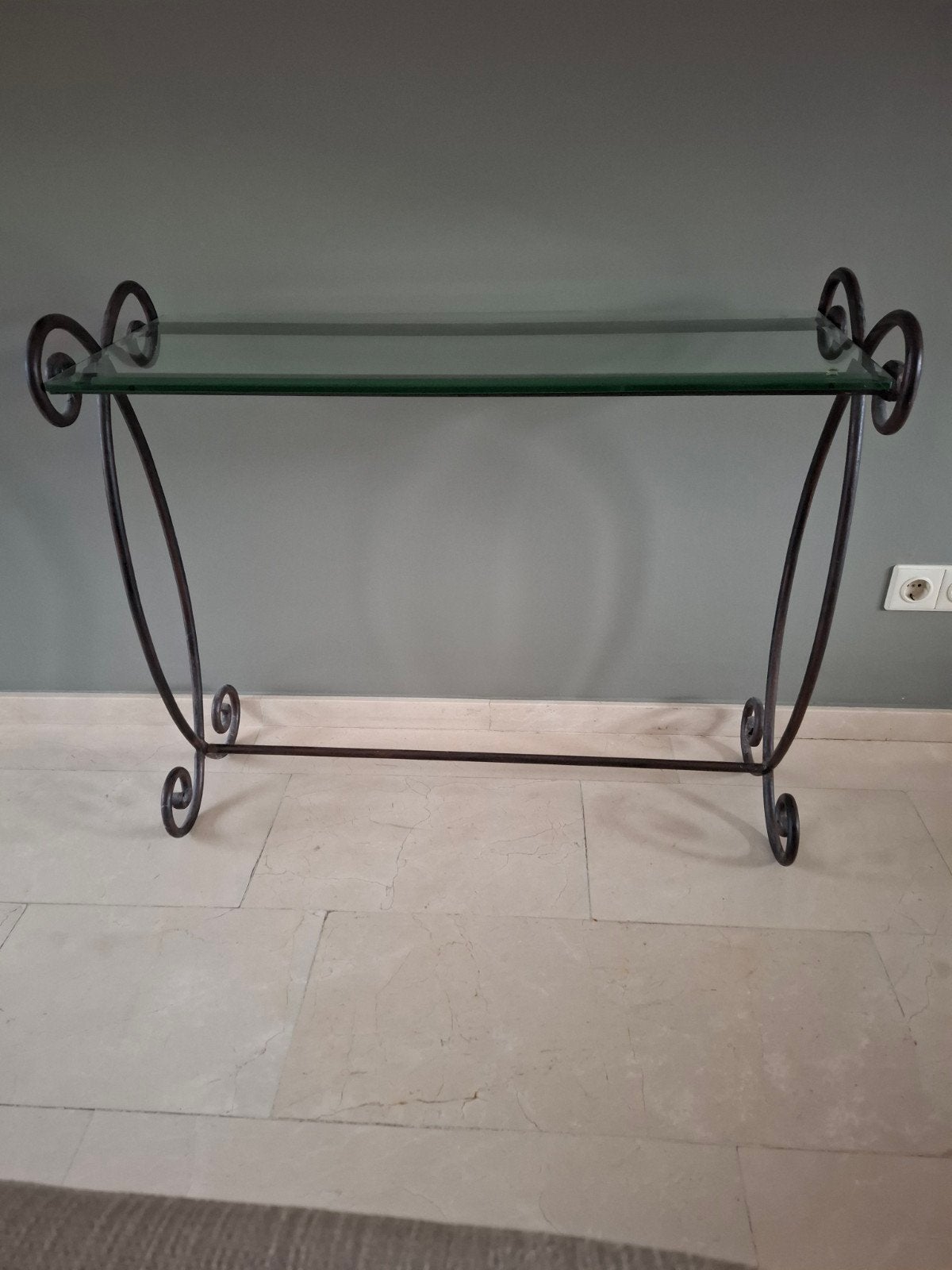 Smeedijzeren sitetable met facet geslepen glas, Huis en Inrichting, Tafels | Sidetables, Ophalen