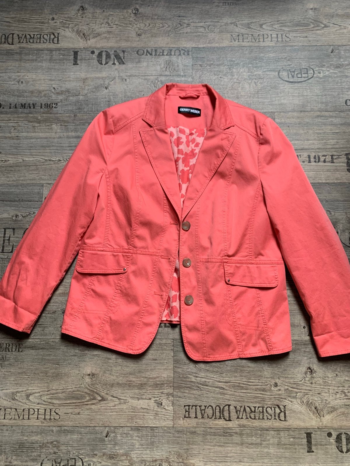 Gerry Weber koraalroze blazer colbert zomerjas, Verzenden, Maat 46/48 (XL) of groter, Zo goed als nieuw, Jasje
