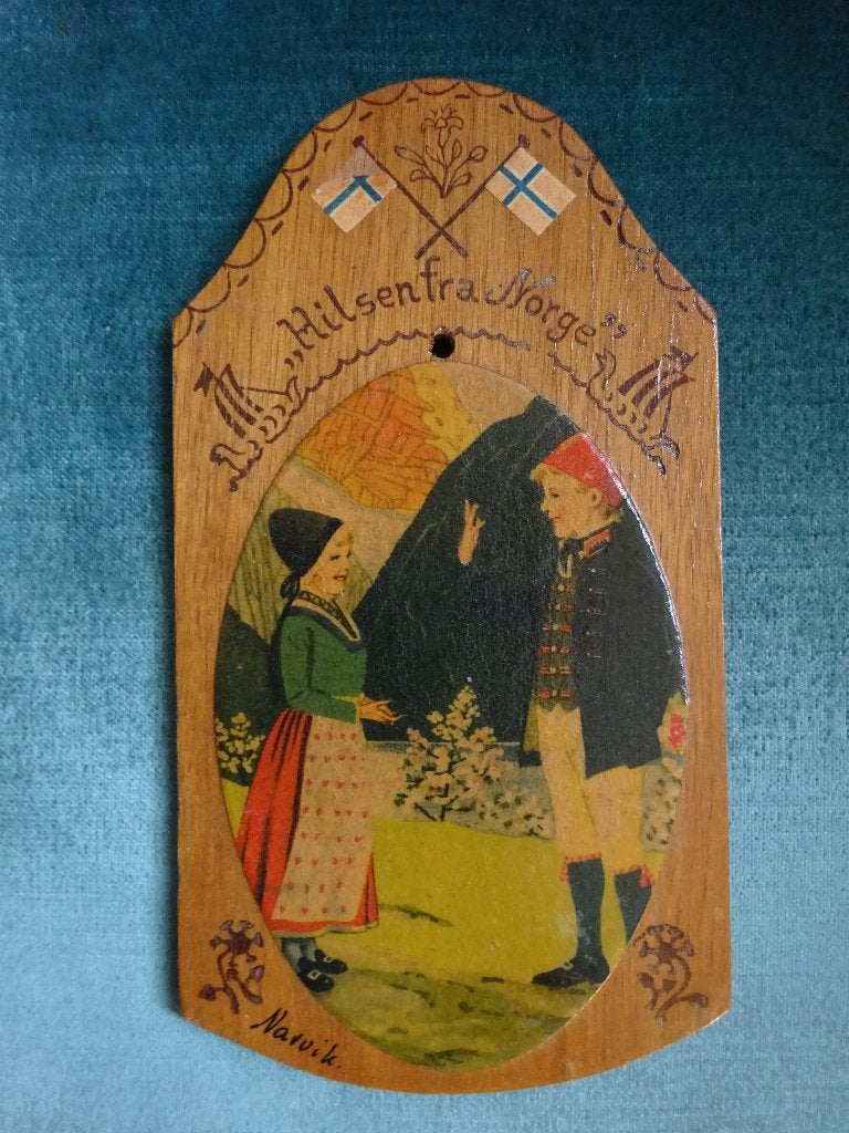 Narvik Noorwegen  handgemaakt houten souvenir ca 1950, Ophalen of Verzenden, Gebruikt