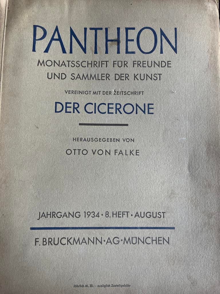 Pantheon: Maandschrift voor Kunstvrienden - Augustus 1934, Ophalen of Verzenden, Gelezen, Europa overig