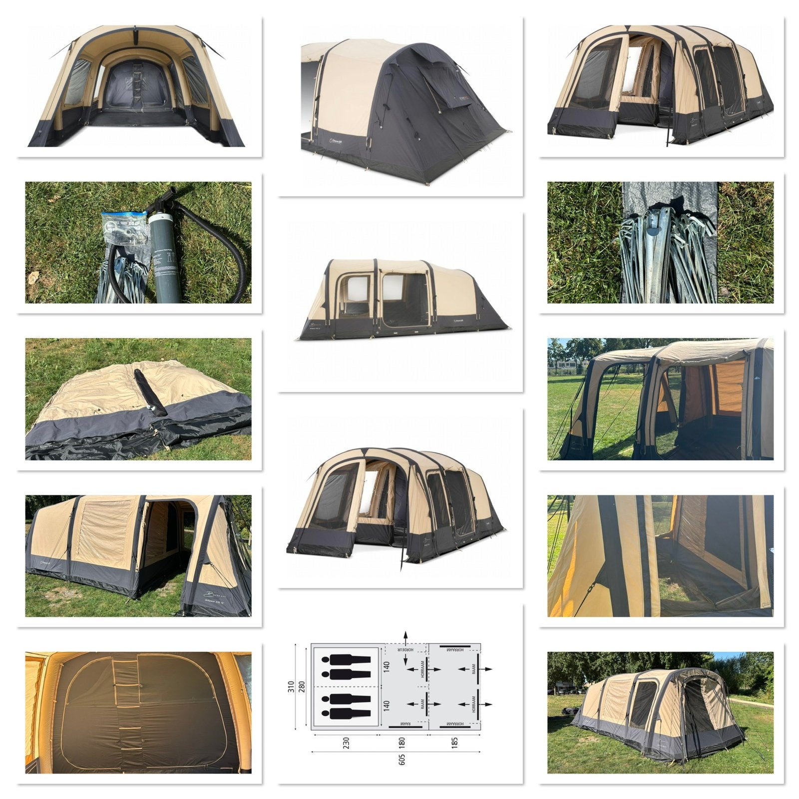 Tent, z.g.a.n. 4 pers. Opblaasbaar met extra’s, Ophalen, Zo goed als nieuw, Tot en met 4