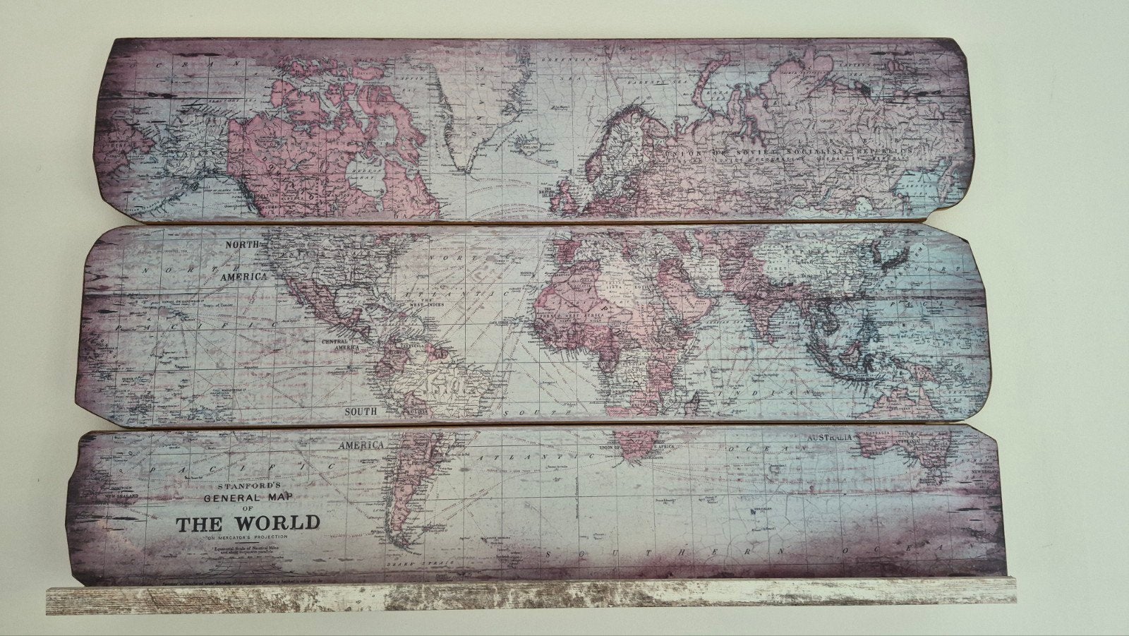Vintage Wereldkaart Wanddecoratie - Hout, Ophalen, Gebruikt, Hout, Wandbord of Wandpaneel