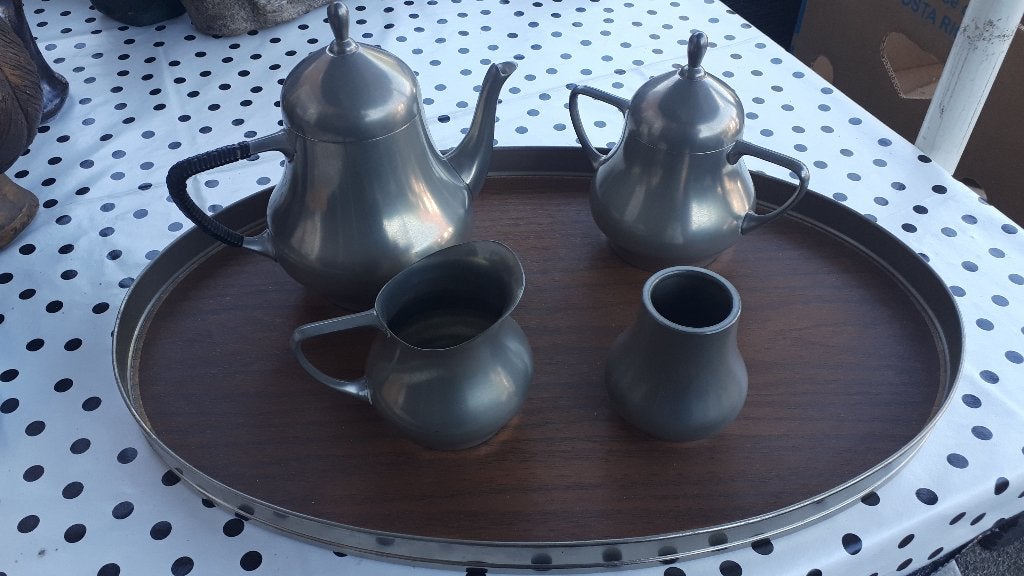 Vintage RIO Zuiver Tin koffie/theeservies origineel dienblad, Ophalen