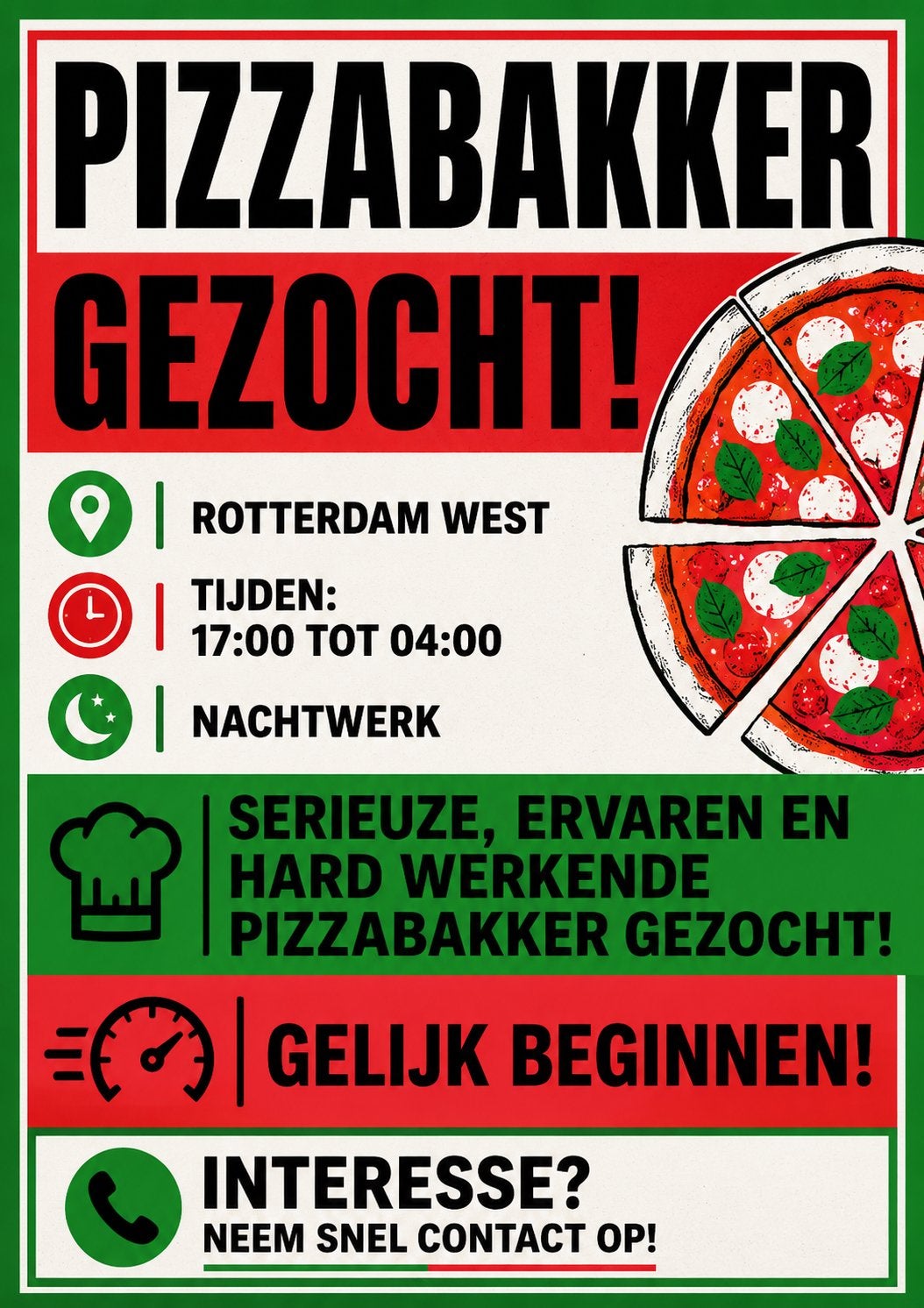 Pizzabakker gezocht, Vacatures, Vacatures | Horeca en Catering, 33 - 40 uur, Overige vormen
