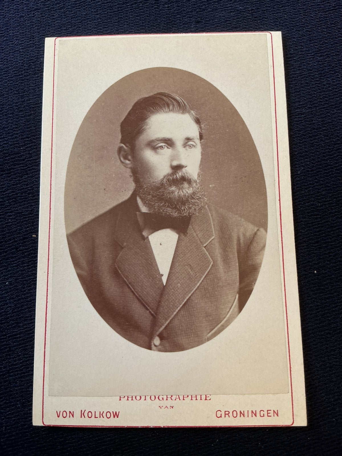 CDV, Man, FR. JUL. VON KOLKOW, GRONINGEN, Carte de Visite 2, Ophalen of Verzenden, Voor 1940, Gebruikt, Foto