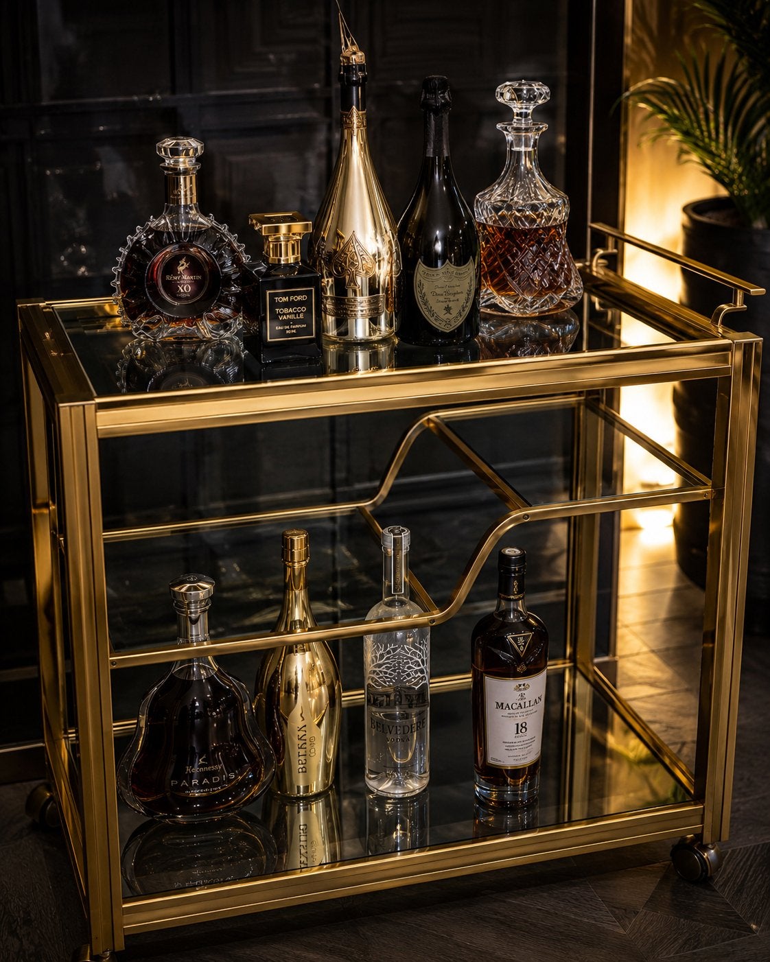 Pierre Vandel Barwagen met gouden dienblad | Parijs jaren 60, Ophalen, Vintage, Gebruikt, Pierre Vandel barwagen