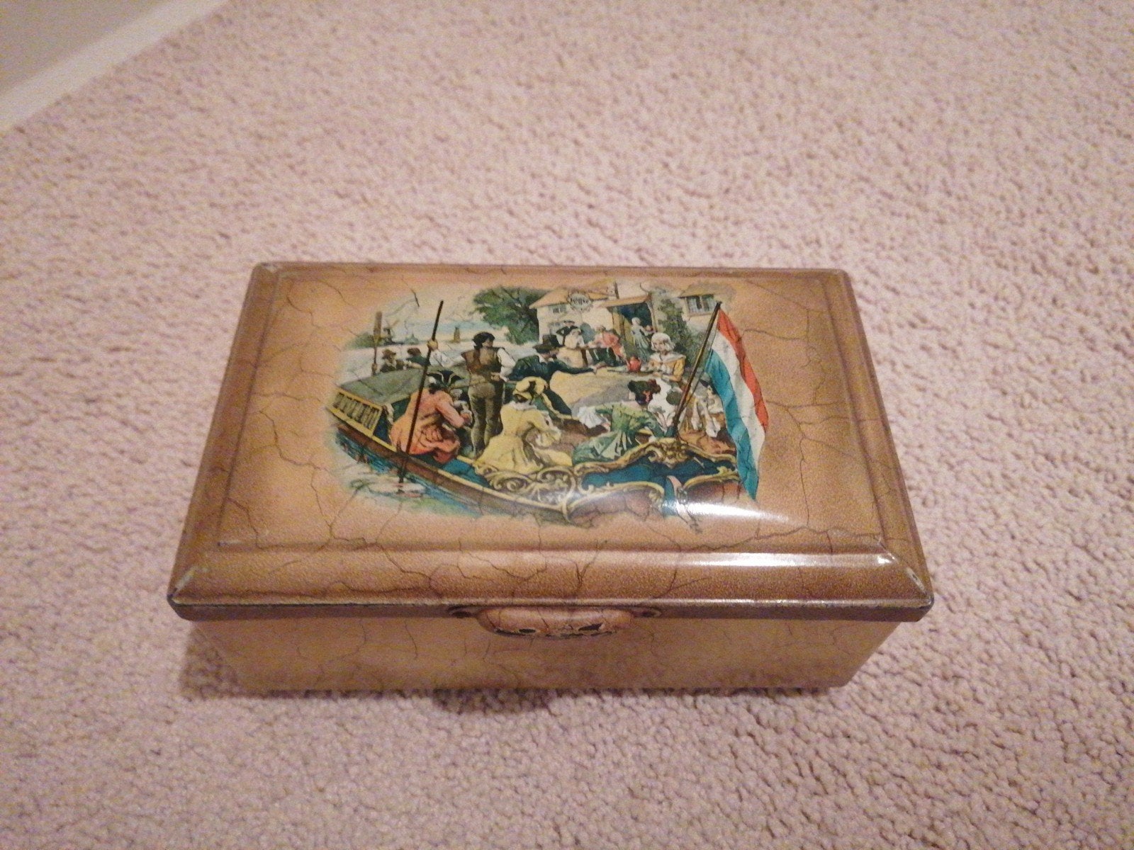 Vintage blikken doos met Hollands tafereel, Ophalen of Verzenden