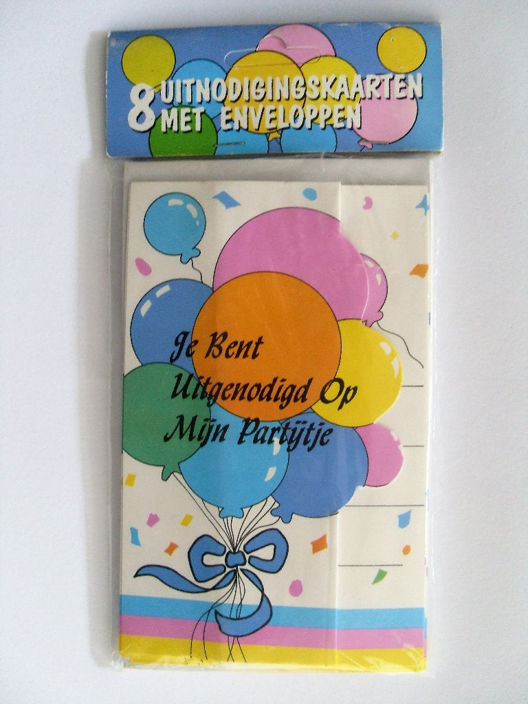 Uitnodiging met ballonen / kinderfeestje / 8 uitnodigingen, Ophalen of Verzenden, Nieuw, Overige typen, Verjaardag