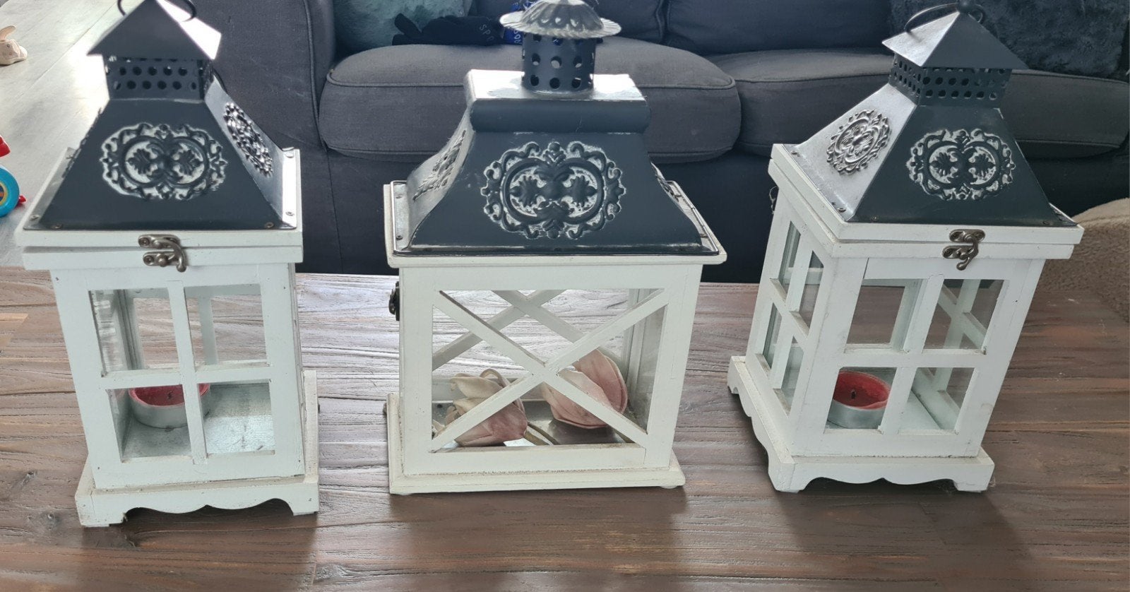 lantaarn  3 stuk 25 euro, Huis en Inrichting, Woonaccessoires | Kandelaars en Kaarsen, Ophalen, Hout