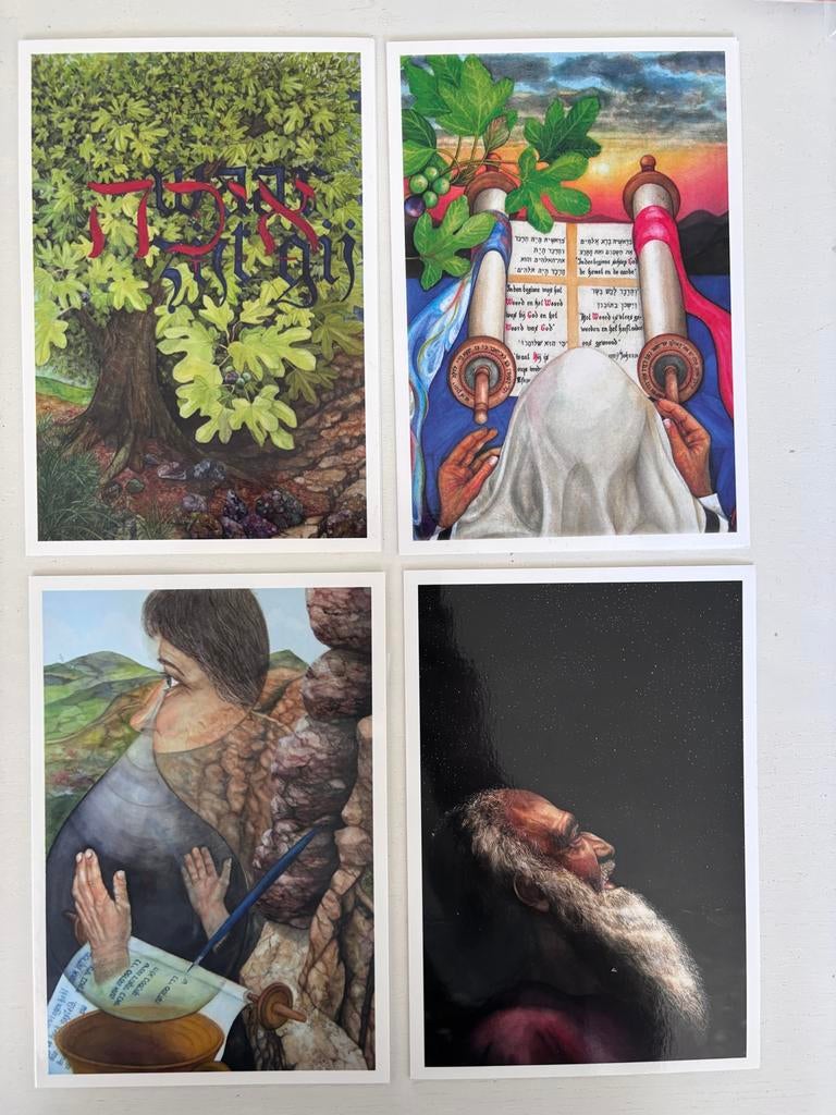 Set van 4 dubbele kaarten met aquarellen Sjaak Maliepaard, Ophalen of Verzenden, 1980 tot heden, Ongelopen, Overige thema's