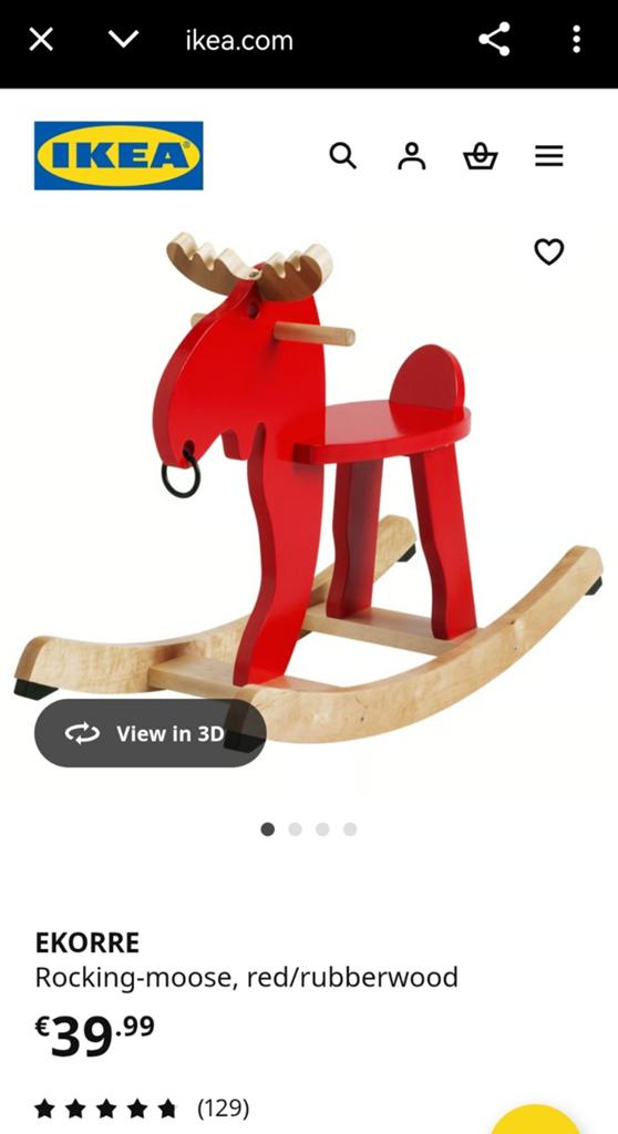 IKEA EKORRE Schommel-eland - Rood rubberhout, Ophalen, Gebruikt, Overige typen