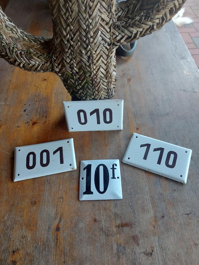 4 x oud emaille bordje Rotterdam ,spoorwegen x10, 010,110, Antiek en Kunst, Antiek | Emaille, Ophalen of Verzenden