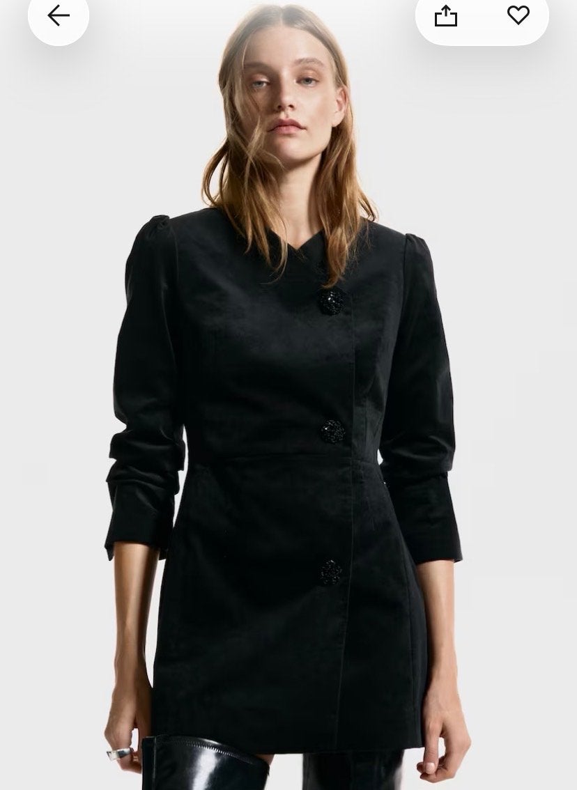 Zwarte fluwelen blazerjurk XL - Nooit gedragen, Zwart, Maat 46/48 (XL) of groter, Nieuw, Ophalen of Verzenden