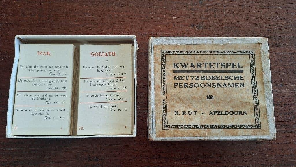 Kwartetspel met 72 bijbelsche persoonsnamen uit 1920, Hobby en Vrije tijd, Gezelschapsspellen | Kaartspellen, Vijf spelers of meer